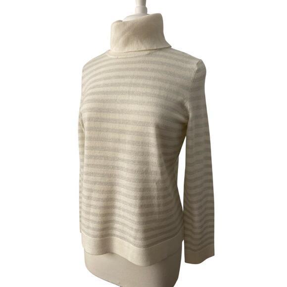 Women's L Cottagecore Metallic Stripe Turtleneck Knit Sweater Boho Chic Academia - Picture 4 of 6